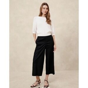 New Banana Republic Pants XS Wide Leg Linen Blend Cropped Flowy Black Pull On